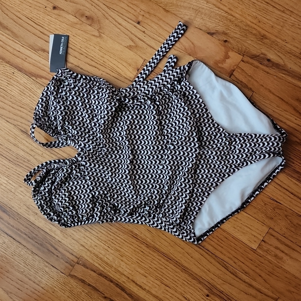 Kenneth Cole Reaction Ruched One-Piece Bathing Suit, Size L NWT